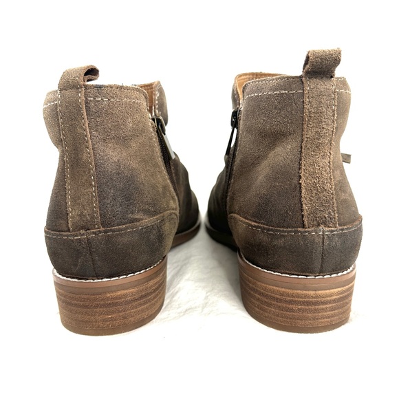Earth Etnadya Women Size 11 Brown Suede Ankle Boot Ruched Double Zip Heel Pull - Picture 3 of 9